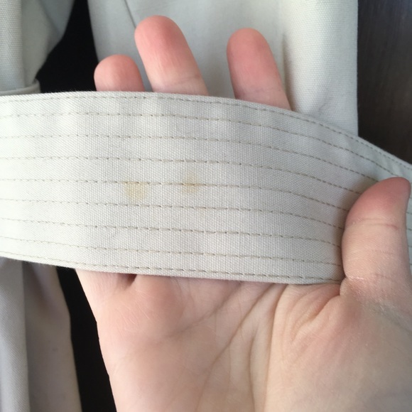 London Fog Cream Single Breasted Button Trench Coat Classic Basic Belt Vintage - Picture 3 of 6